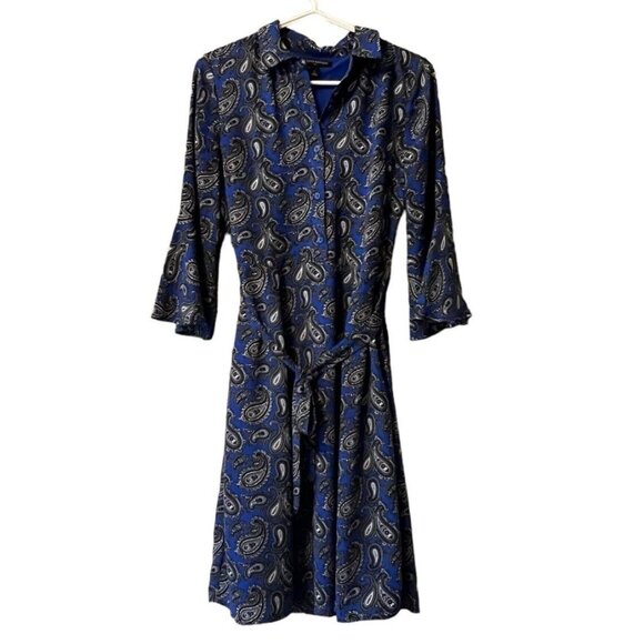 Banana Republic Dress Women Sz 2 Floral Fit & Flare‎ Paisley Cottagecore Peasant - Picture 1 of 11